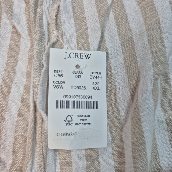 J.Crew Women's Striped linen-blend drawstring Shorts Size XXL Tan White (54) - Picture 13 of 13